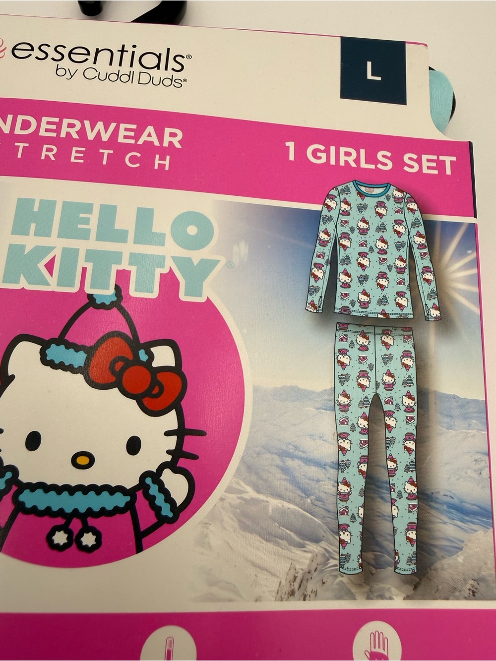 Hello Kitty Girls Pajama Set - Aqua and Pink Print NEW size L 10-12